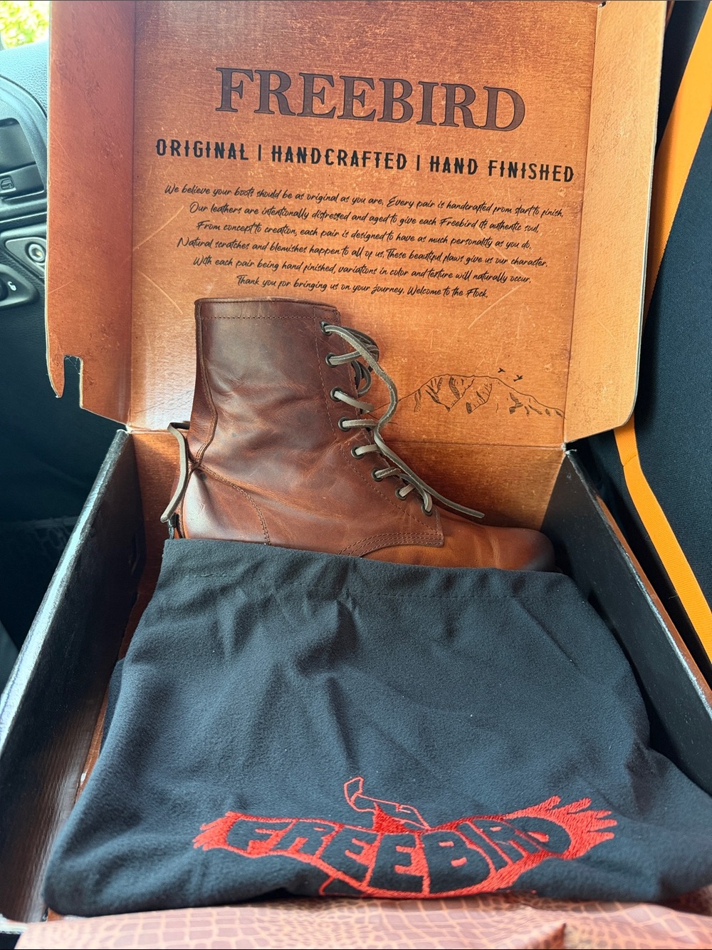 freebird Brown Leather Lace-Up Ankle Boots